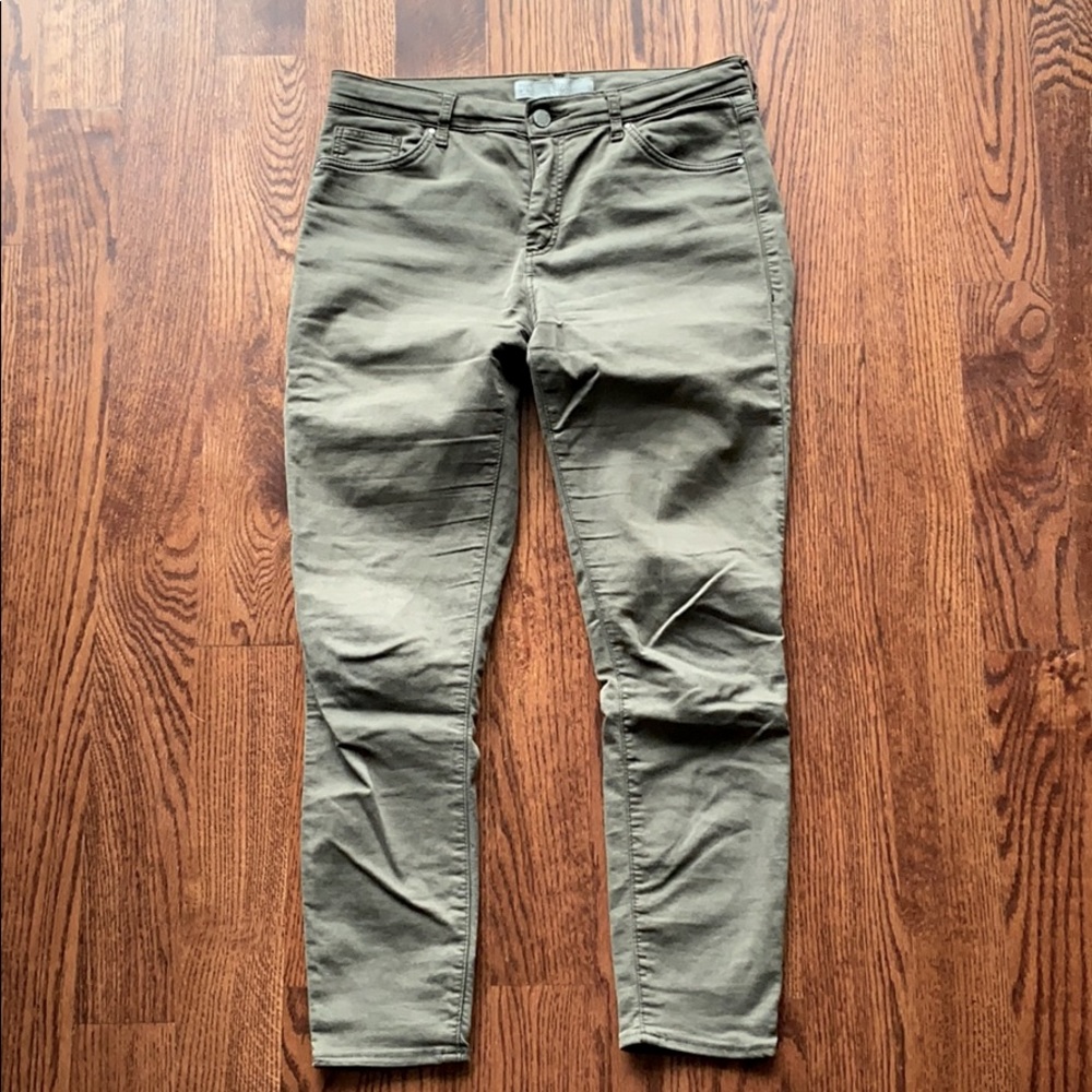 Topshop Leigh Olive Green Skinny Jeans (Sz 28/30)